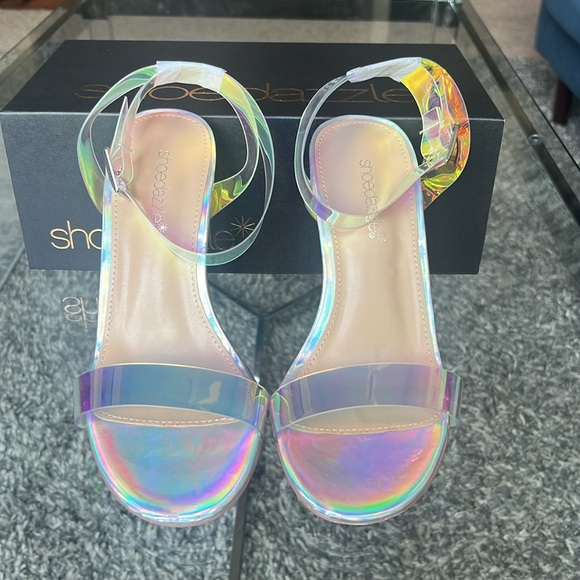 NIB New Hanna Transparent Iridescent Heeled Sandals - Picture 11 of 15